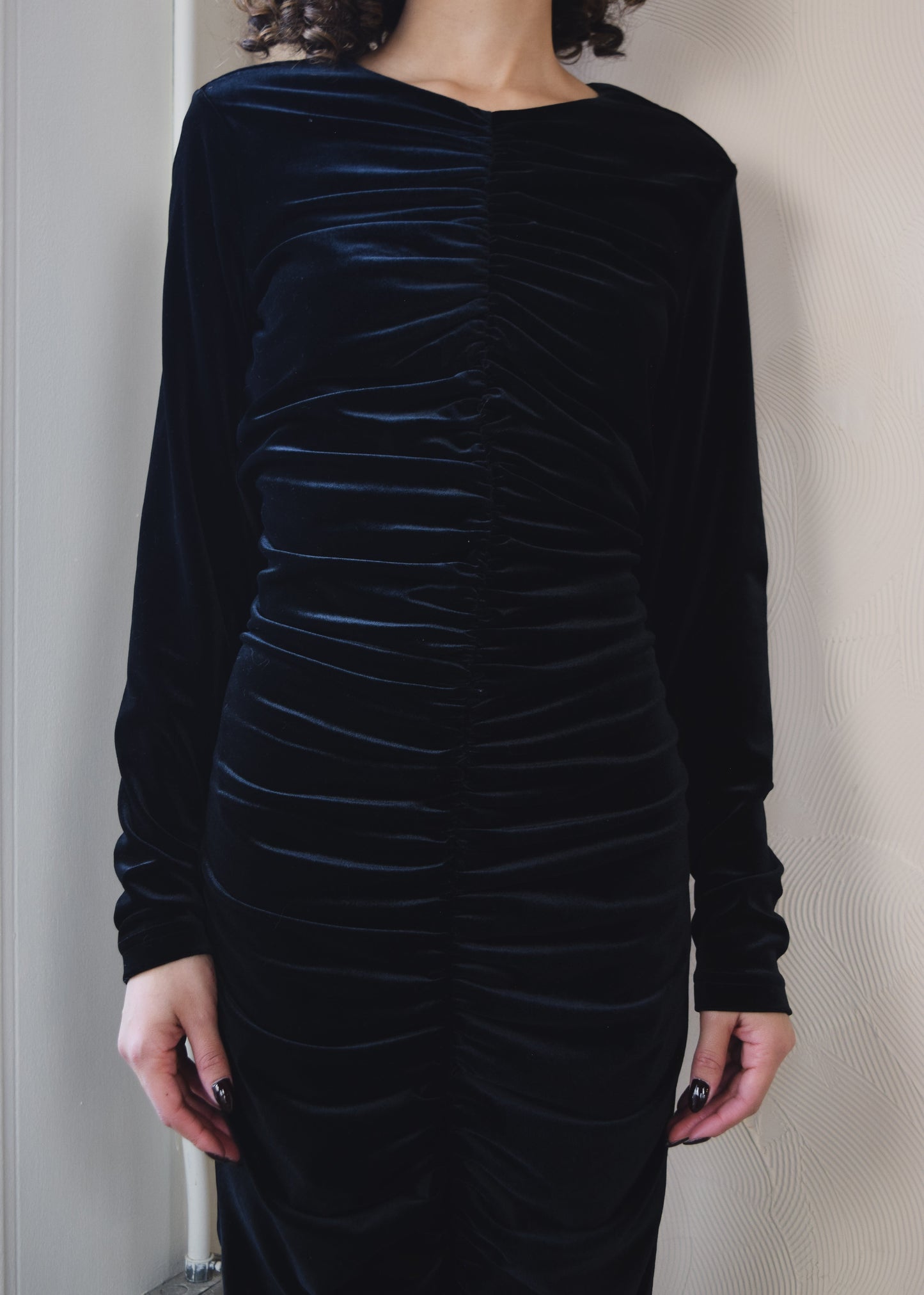 Mod Black Ruched Dress (M)