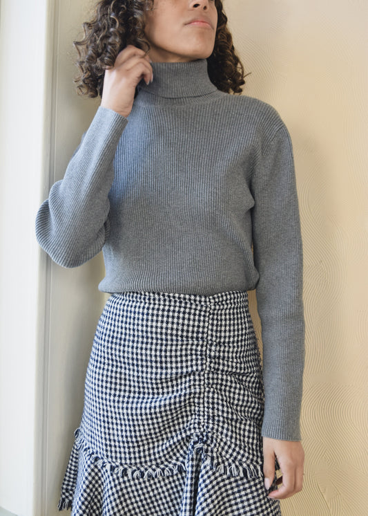 Mod Grey Turtleneck Sweater (M)