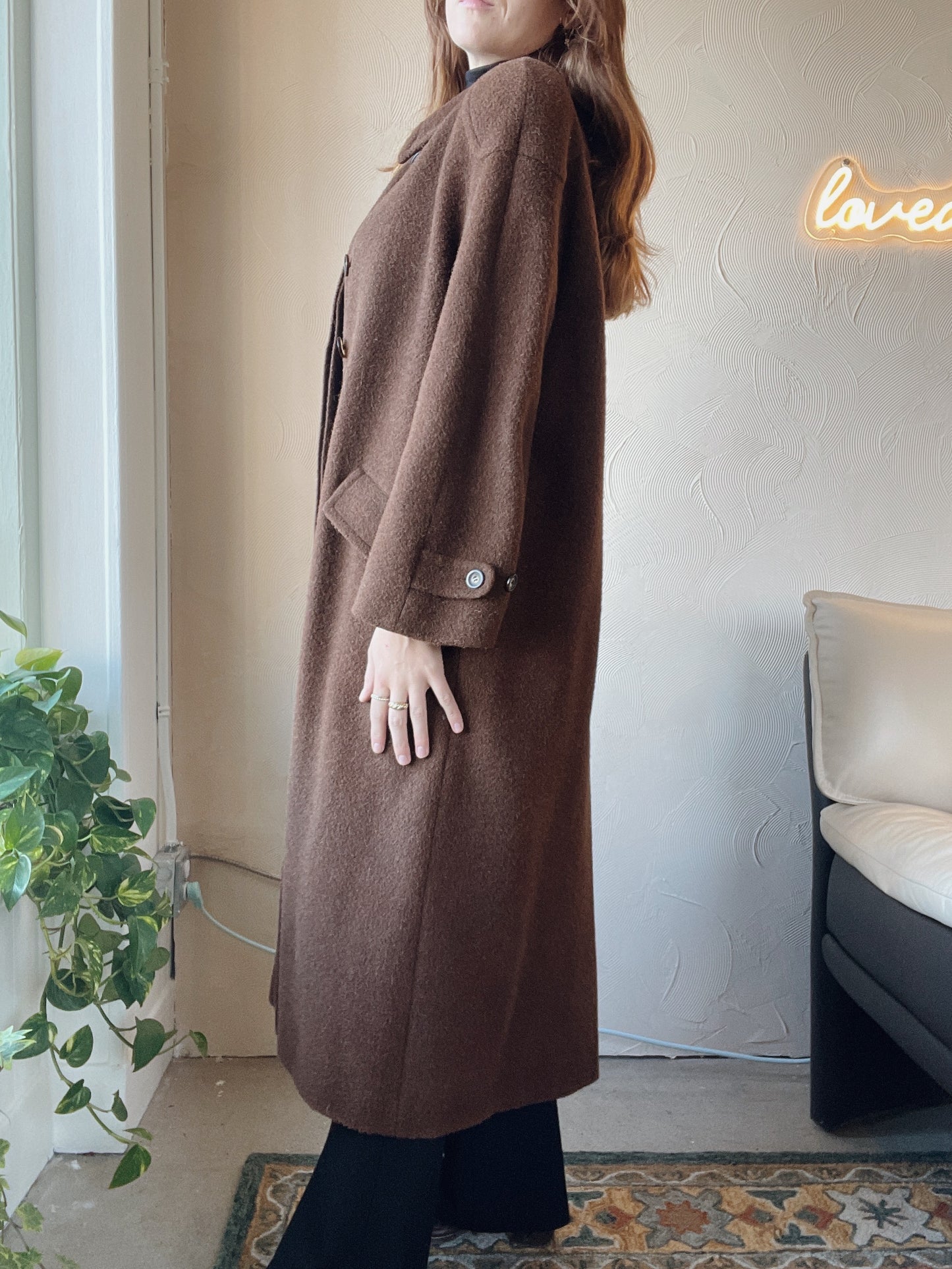 Vintage Brown Wool Blend Coat (M)