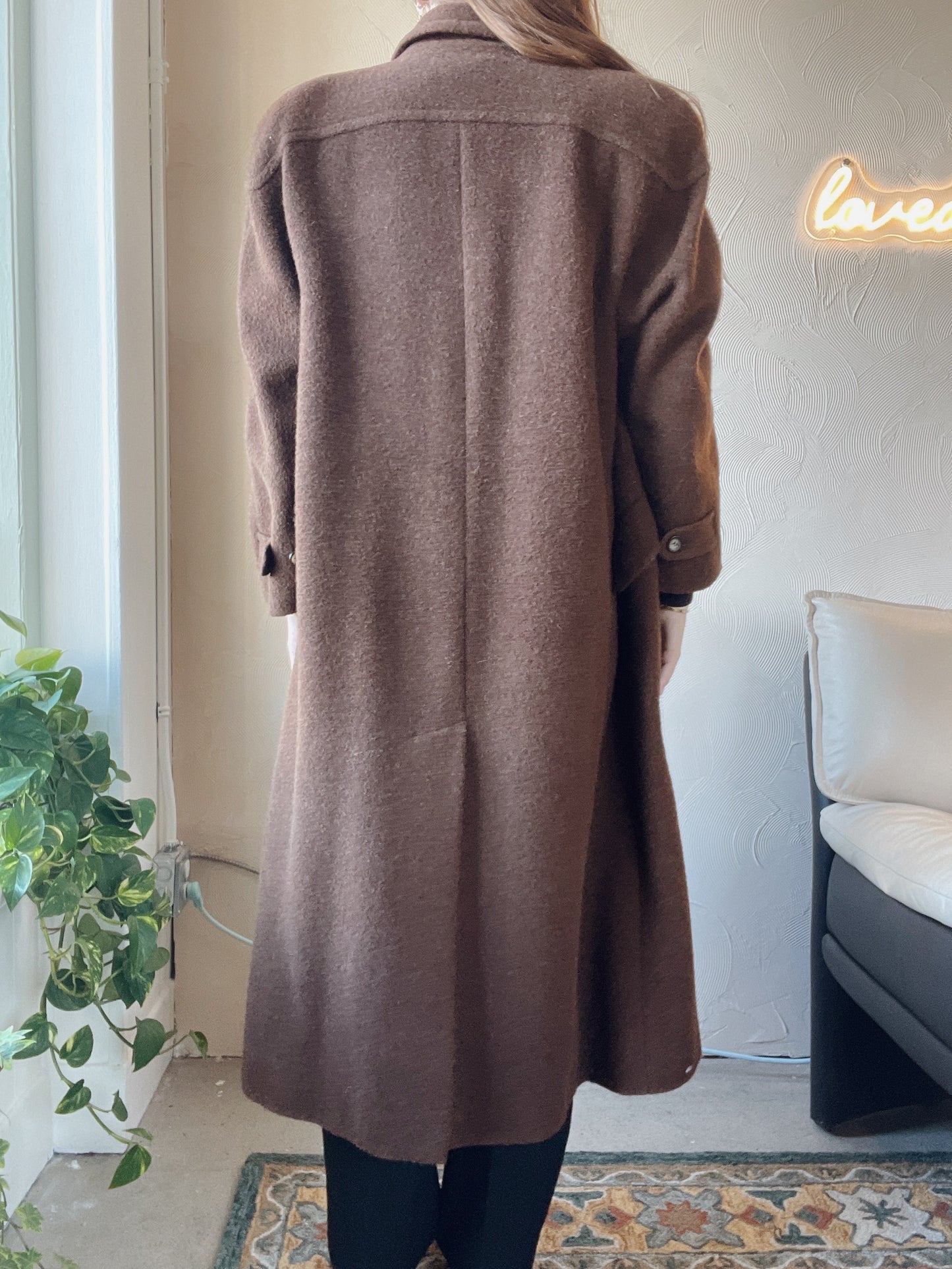 Vintage Brown Wool Blend Coat (M)